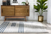 Linea Contemporary Solid & Striped Distressed Grey / Blue Rug