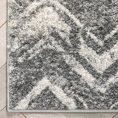 Julie Distressed Chevron Stripes Grey Rug