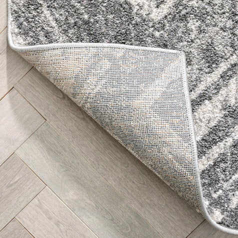 Julie Distressed Chevron Stripes Grey Rug