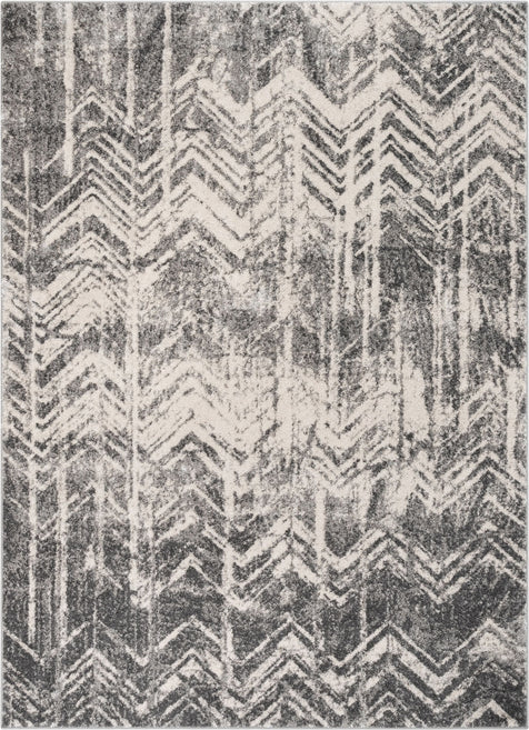 Julie Distressed Chevron Stripes Grey Rug