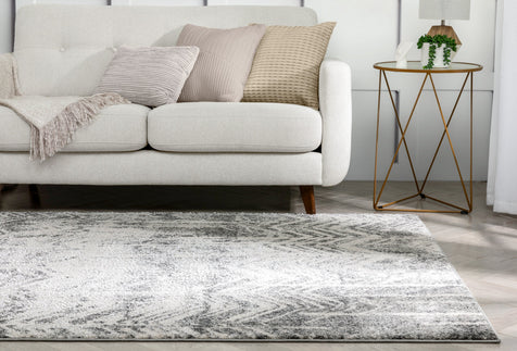 Julie Distressed Chevron Stripes Grey Rug