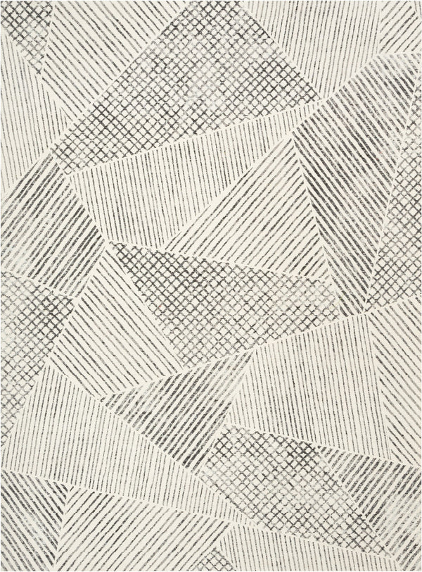 Este Mid-Century Modern Geometric Distressed Grey Kilim-Style Rug
