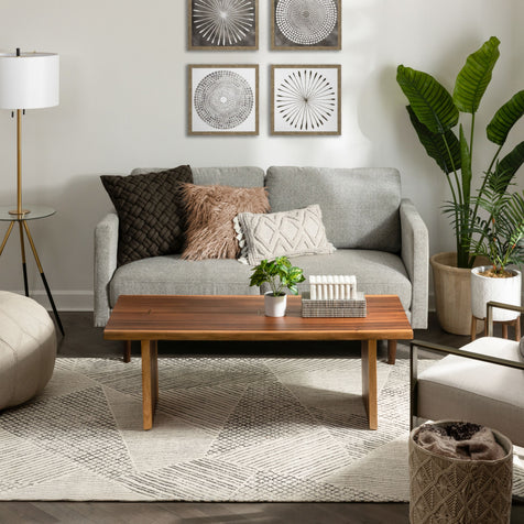 Este Mid-Century Modern Geometric Distressed Grey Kilim-Style Rug
