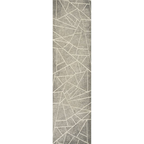 Saleme Mid-Century Modern Geometric Distressed Grey Kilim-Style Rug