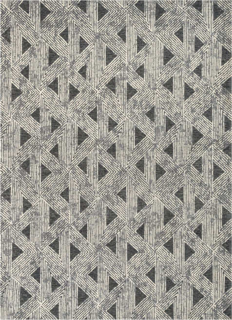 Veria Mid-Century Modern Geometric Grey 5'3" x 7'3" Kilim-Style Rug
