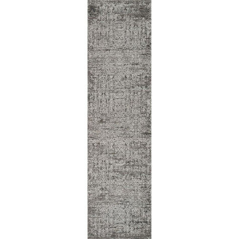 Cantu Vintage Distressed Damask Pattern Black Kilim-Style Rug