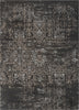 Jesi Vintage Distressed Damask Pattern Black Kilim-Style Rug