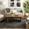 Jesi Vintage Distressed Damask Pattern Black Kilim-Style Rug