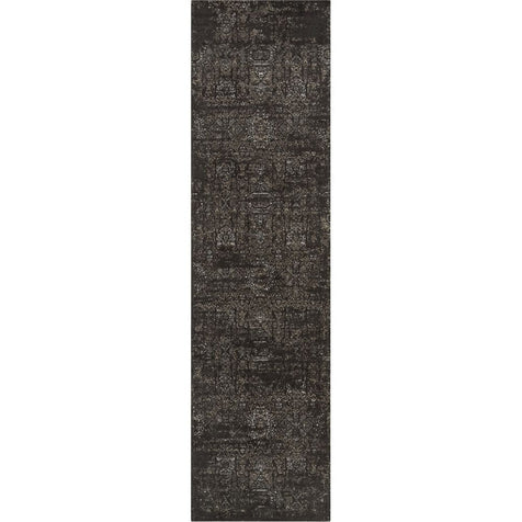 Jesi Vintage Distressed Damask Pattern Black Kilim-Style Rug