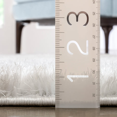 Sandy Lattice Trellis Shag Ivory 3D Textured Rug