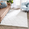 Sandy Lattice Trellis Shag Ivory 3D Textured Rug