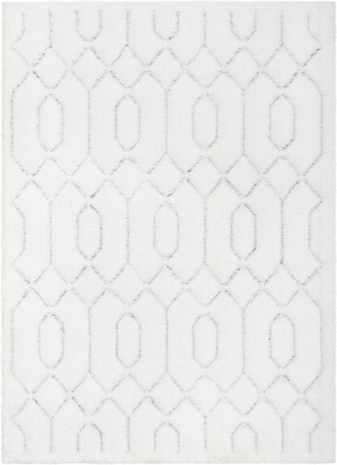 Winona Honeycomb Hexagon Pattern Shag Ivory 3D Textured Rug