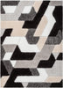 Orem Geometric Pattern Shag Grey Black 3D Textured Rug