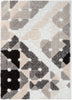 Riverton Geometric Pattern Shag Ivory Grey 3D Textured Rug