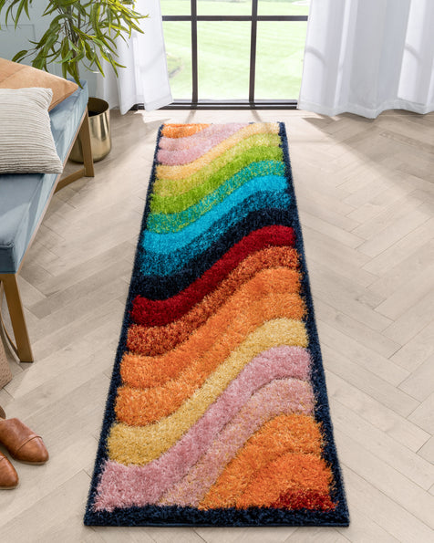 Lowry Abstract Waves Shag Multi 3D Textured Rug