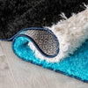 Mori Modern Abstract Geometric 3D Textured Shag Blue Yellow Rug
