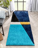 Mori Modern Abstract Geometric 3D Textured Shag Blue Yellow Rug
