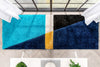 Mori Modern Abstract Geometric 3D Textured Shag Blue Yellow Rug