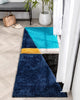 Mori Modern Abstract Geometric 3D Textured Shag Blue Yellow Rug