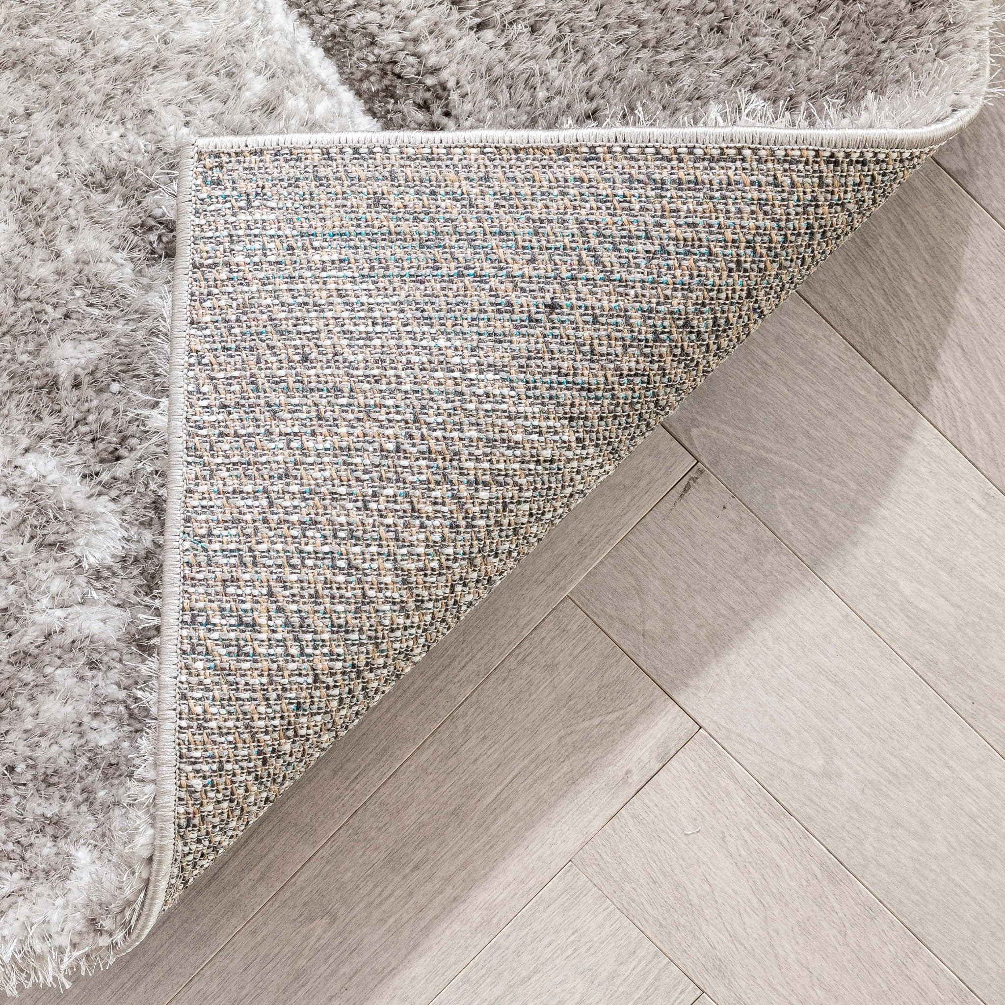 Mori Modern Abstract Geometric 3D Textured Shag Grey Blue Rug Well Woven