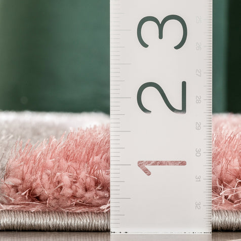 Mori Modern Abstract Geometric 3D Textured Shag Pink Grey Rug