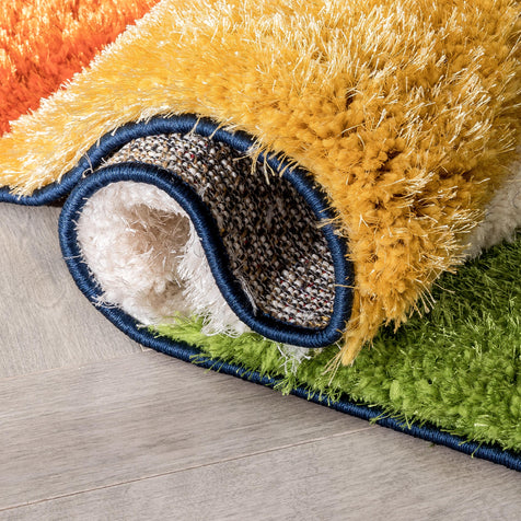 Remi Contemporary Geometric Boxes 3D Textured Shag Multi Rainbow Rug