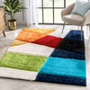 Remi Contemporary Geometric Boxes 3D Textured Shag Multi Rainbow Rug
