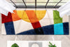 Remi Contemporary Geometric Boxes 3D Textured Shag Multi Rainbow Rug
