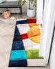 Remi Contemporary Geometric Boxes 3D Textured Shag Multi Rainbow Rug