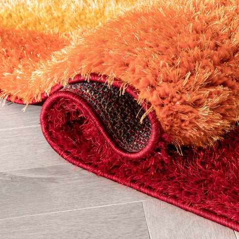 Mika Retro Chevron 3D Textured Shag Rainbow Multi Rug