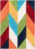 Mika Retro Chevron 3D Textured Shag Rainbow Multi Rug