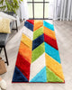 Mika Retro Chevron 3D Textured Shag Rainbow Multi Rug