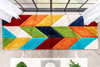 Mika Retro Chevron 3D Textured Shag Rainbow Multi Rug