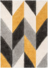 Mika Retro Chevron 3D Textured Shag Yellow Grey Rug