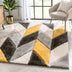 Mika Retro Chevron 3D Textured Shag Yellow Grey Rug