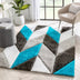 Mika Retro Chevron 3D Textured Shag Teal Grey Rug