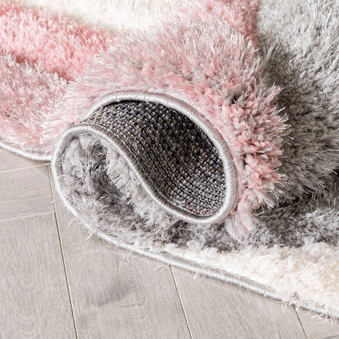 Remi Modern Geometric Stripes 3D Textured Shag Blush Gold Rug