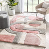 Remi Modern Geometric Stripes 3D Textured Shag Blush Gold Rug