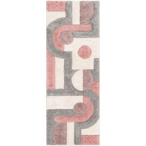 Remi Modern Geometric Stripes 3D Textured Shag Blush Gold Rug