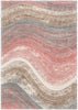 Elsie Modern Abstract Waves 3D Textured Shag Grey Pink Rug