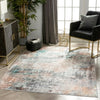 Amesti Machine Washable Contemporary Distressed Abstract Light Blue Flat-Weave Distressed Rug