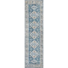 Habra Machine Washable Vintage Medallion Oriental Light Blue Flat-Weave Distressed Rug