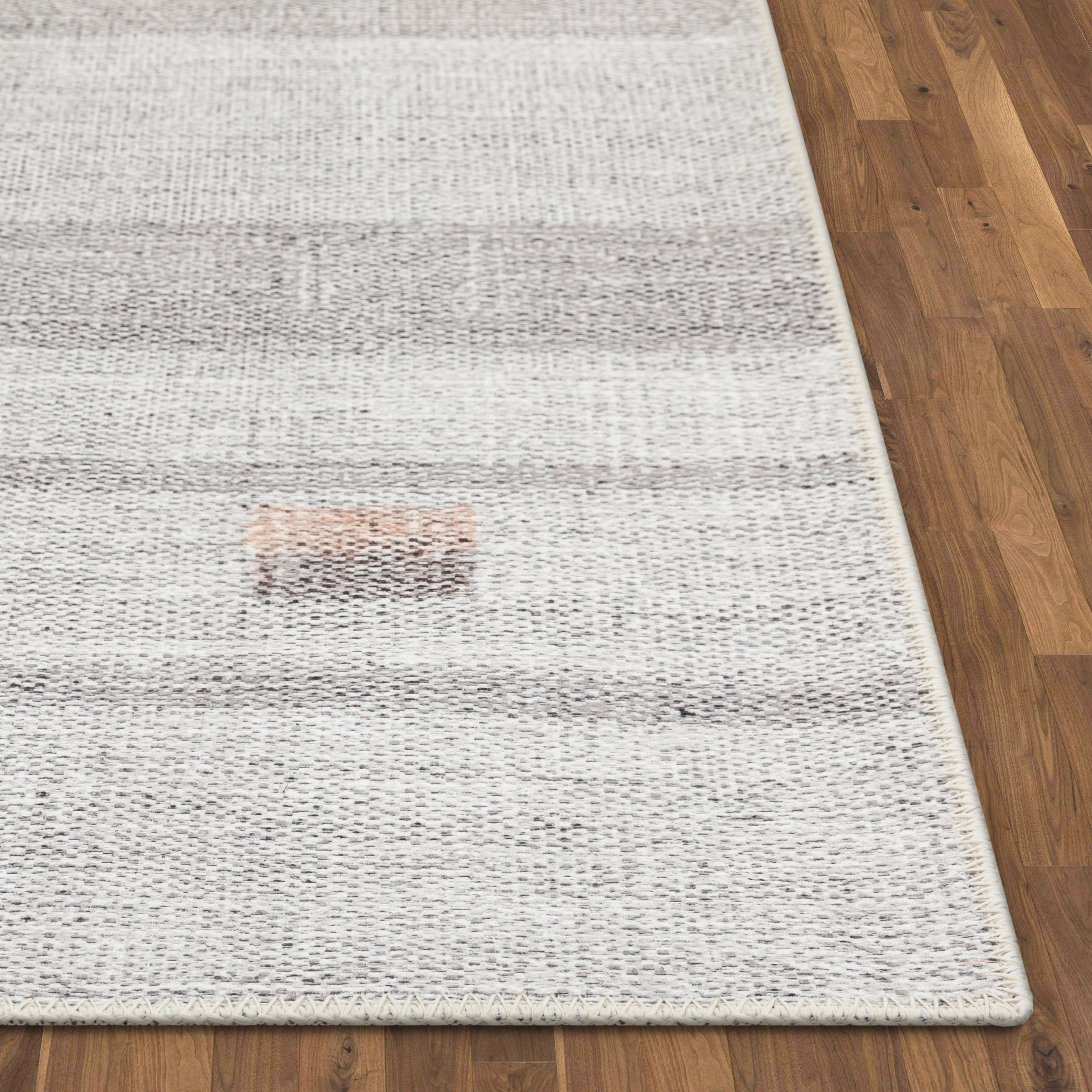 Argonne Machine Washable Vintage Southwestern Diamond Pattern Grey Flat-Weave Distressed Rug