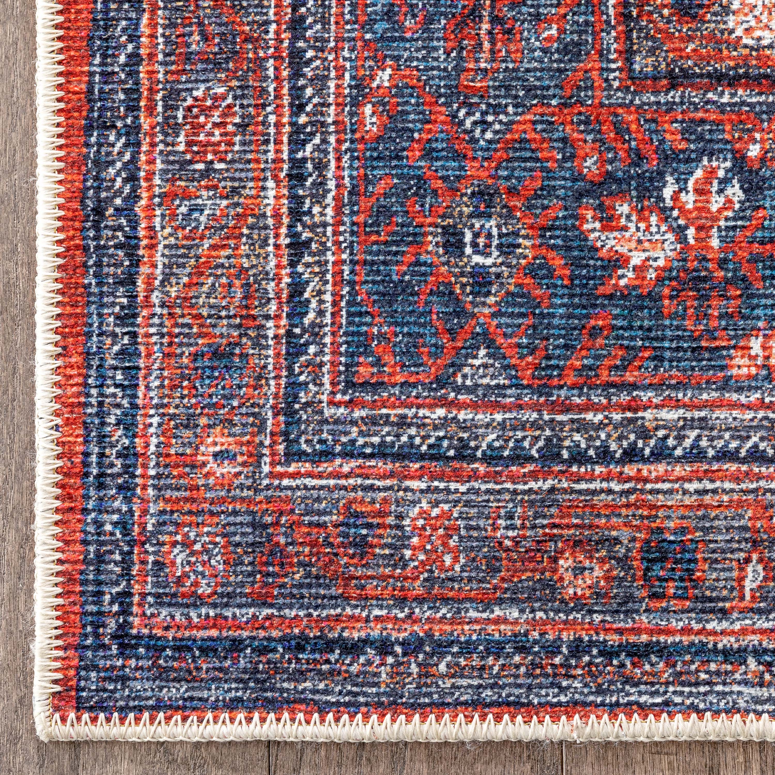 Daliah Machine Washable Vintage Persian Oriental Red Flat-Weave Rug