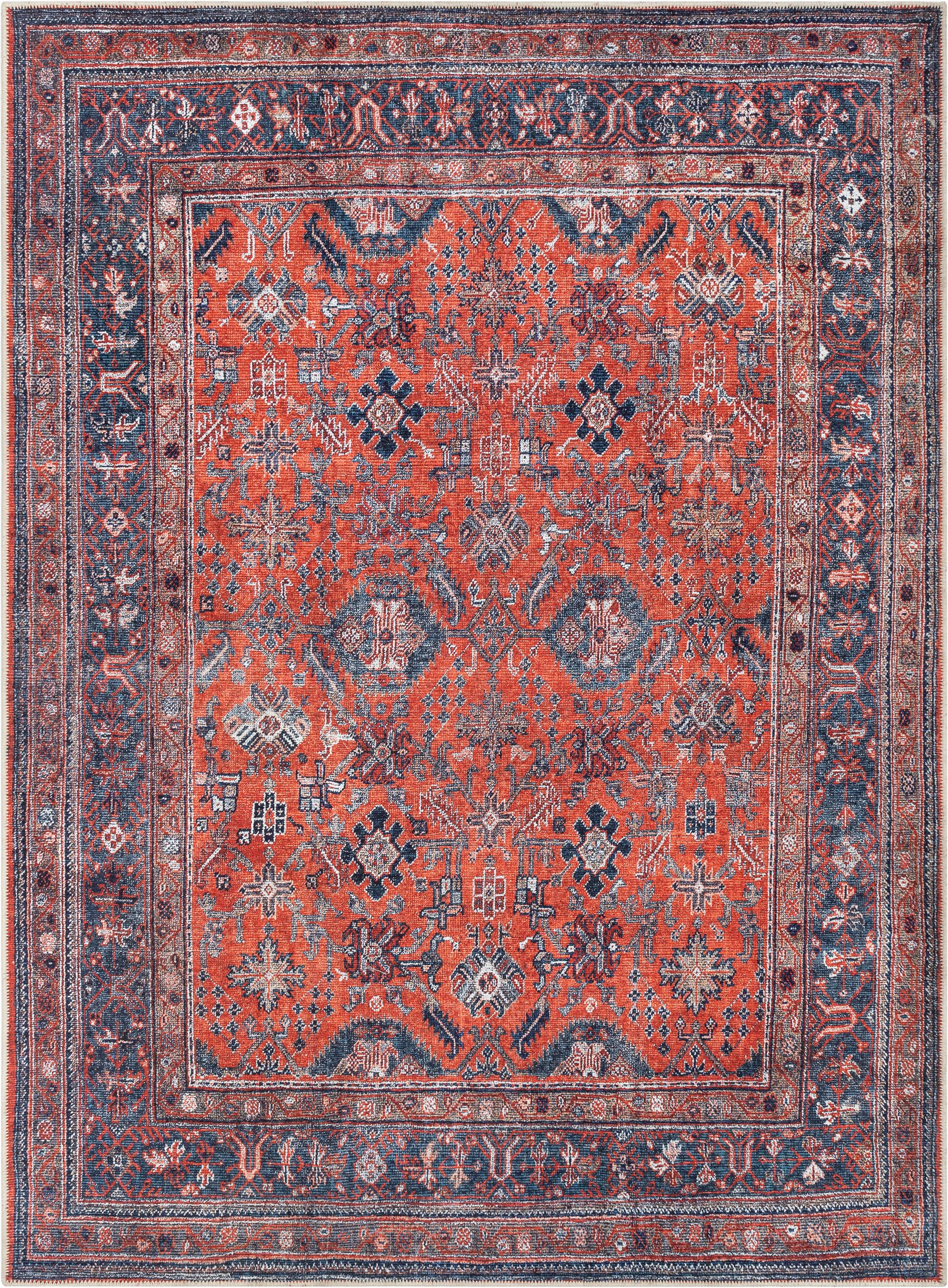 Daliah Machine Washable Vintage Persian Oriental Red Flat-Weave Rug