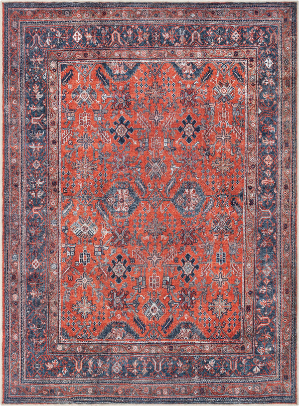 Daliah Machine Washable Vintage Persian Oriental Red Flat-Weave Rug