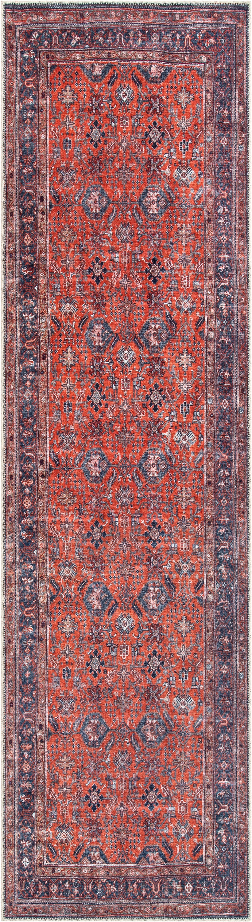 Daliah Machine Washable Vintage Persian Oriental Red Flat-Weave Rug