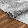 Arcata Machine Washable Contemporary Distressed Abstract Grey Flat-Weave Distressed Rug