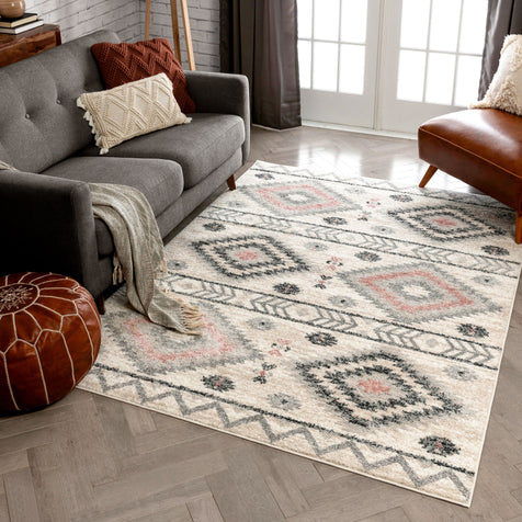 Prato Tribal Southwestern Geometric Pink Rug