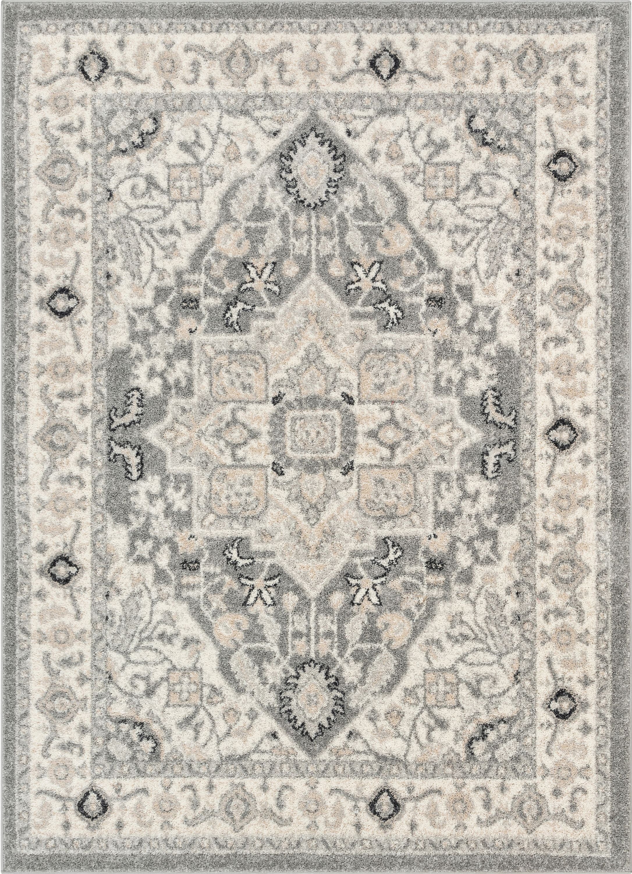 Forti Perisan Medallion Botanical Border Grey Rug